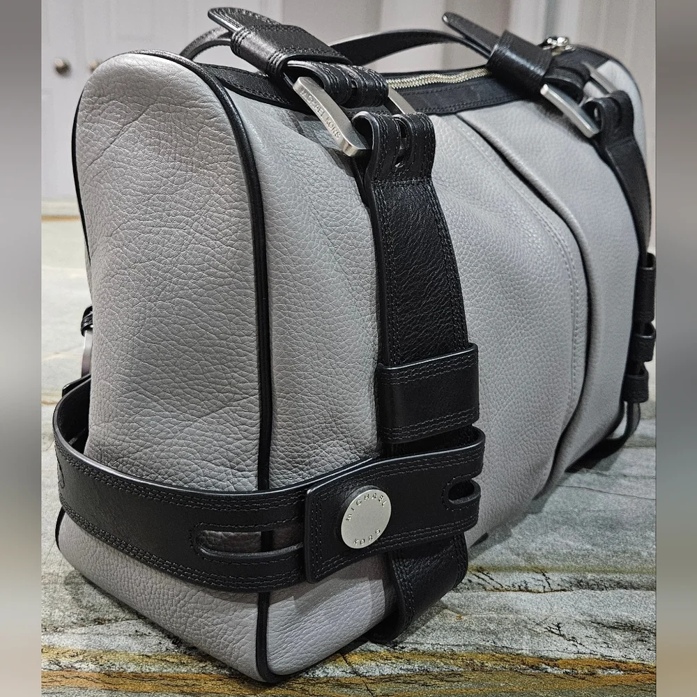 Michael Kors Gray & Black Pebbled Leather Satchel Shoulder Bag NWOT